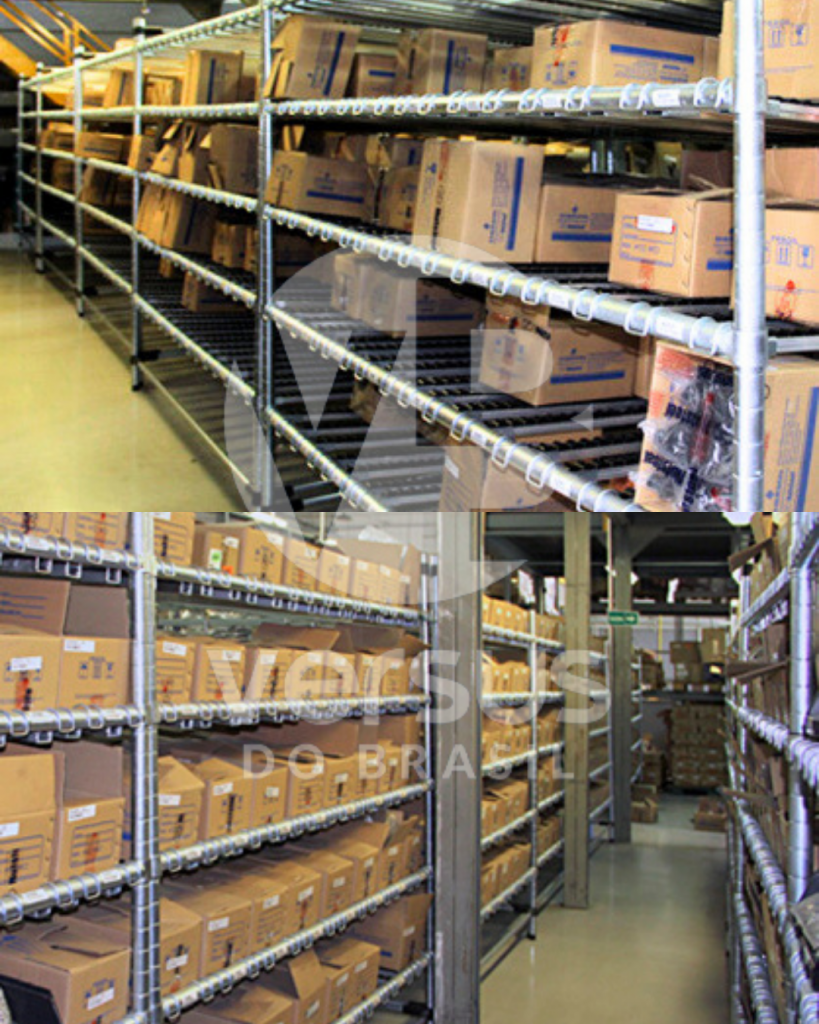 Prateleiras aramadas e soluções de armazenamento.